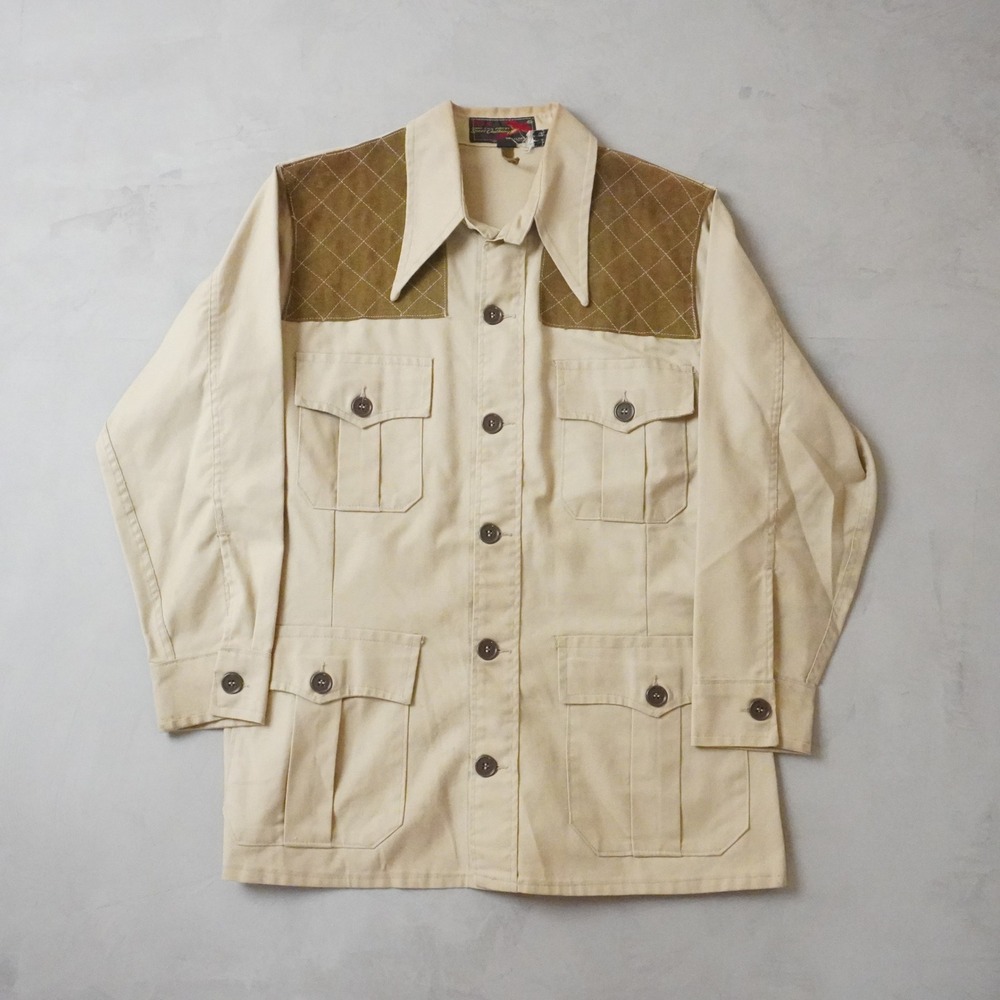 Vintage 1950s Hunting Jacket Medium Mens Tan Canvas Suede Shooting Coat USA Made